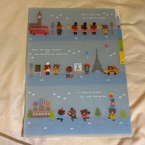 Cute Travel-Themed Blue Decorative Document Folder - Light Blue